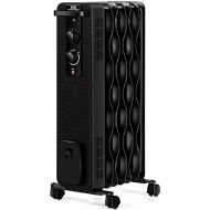 Tangkula 1500W Oil Filled Radiator Heater, Portable Space Heater Radiator w/ 3 Heating Modes & Adjustable Thermostat, Oil Radiant Heater w/ Tip-Over & Overheat Protection, Ideal fo