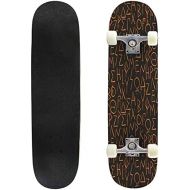 BNUENMEE Classic Concave Skateboard for Boys Girls Beginners, Chiseled Rough Metal Style Rounded Bold Font Style Full Alphabet Standard Skateboards 31x 8 Extreme Sports Outdoor Ska