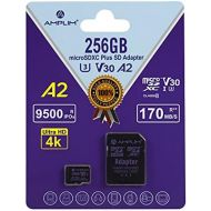 Amplim Micro SD Card 256GB, New 2021 MicroSD Memory Plus Adapter, Extreme High Speed 170MB/S A2 MicroSDXC U3 Class 10 V30 UHS-I for Nintendo-Switch, GoPro Hero, Surface, Phone, Cam