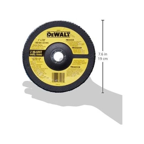  DEWALT DW8321 7-Inch by 7/8-Inch 36 Grit Zirconia Angle Grinder Flap Disc