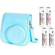 Fujifilm Instax Groovy Camera Case for Instax Mini 8 and 9 - Blue with 4 AA Polaroid Batteries