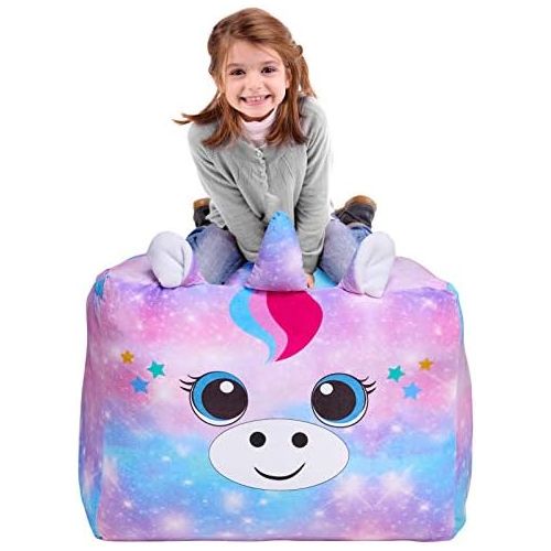  [아마존베스트]MHJY Stuffed Animals Storage Bean Bag Large Unicorn Bean Bag Chairs Cover for Kids Soft Velvet Plush Toy Storage Organizer Stuffed Toy Storage Bag(No Stuffing)