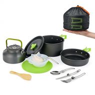 MEETSUN Camp Cookware Set, Camping Cooking Set 15-18 Pcs Portable Mess Kit Backpacking Gear with Non-Stick Pot Kettle Camping Pots and Pans Chopping Board Folding Tableware for Cam