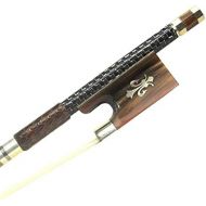D Z Strad Violin Bow - Model 854 - Silver-Braided Carbon Fiber Bow with Ox Horn Frog Full Size