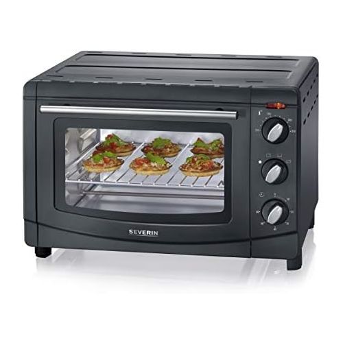  [아마존베스트]SEVERIN TO 2067 Baking and Toast Oven, 20 Litre Cooking Capacity, 1500 W, Includes Grill and Baking Tray, Black, High Heat Resistant Finish