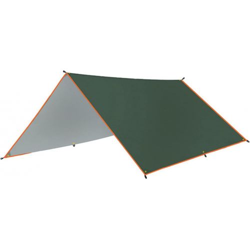  TAHUAON Camping Hammock Tarp Rain Tarp Waterproof Tent Footprint for Camping Hiking Hammock Shelter (Green 3*4m Aluminum Rod)