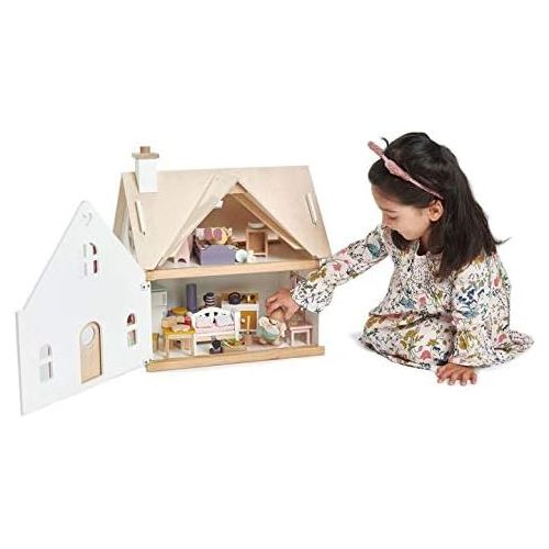  Tender Leaf Toys - Cottontail Cottage - Furnished 18.7 Tall Countryside Cottage Pretend Play Doll House - Encourage Creative and Imaginative Fun Play for Children 3+