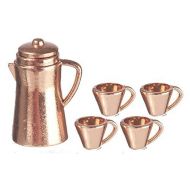 Melody Jane Dolls Houses Melody Jane Dollhouse Copper Coffee Pot & Mugs Miniature Kitchen Accessory