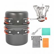 HAHFKJ Outdoor Camping Cookware Set Utensils Tableware Cooking Stove Kit Travel Hiking Picnic Camping Tools for 1 2 Person