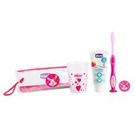 Chicco - Travel Brush Set: Tooth Brush + Paste + case + Cup, Pink
