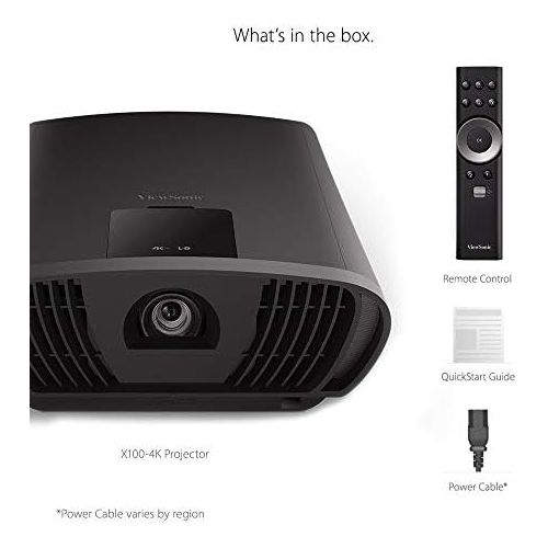  [아마존베스트]Viewsonic X100-4K UHD Home Cinema LED Projector (4K, 2,900 Lumens, Rec. 709, HDR, 4x HDMI, USB, WLAN Connectivity, 2x 20 Watt Speakers, 1.2x Optical Zoom, Lens Shift) Black