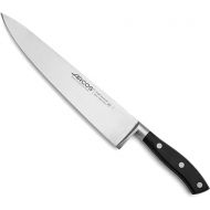ARCOS Forged Tomato Knife Serrated 5 Inch Nitrum Stainless Steel and 130 mm blade. Ergonomic Polyoxymethylene POM Handle. Series Riviera. Color Black