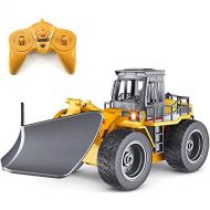 DFERGX Alloy Snow Sweeper Vehicle 6 Channel Bulldozer Toy 1:18 RC Truck 2.4G Remote Control Snow Plow 4WD Tractor Toy Suitable for People Over 6-12 Years Old