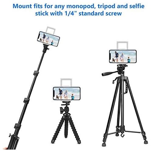  [아마존베스트]PEYOU Compatible for iPhone iPad Tripod Mount Adapter, Universal 2 in 1 Mount Holder for Smartphone (Width 2.2-3.3), Tablet (Width 4.3-7.3) with Wireless Remote, for Monopod Selfie