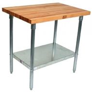 John Boos HNS01 Maple Top Work Table with Galvanized Base and Shelf, 36