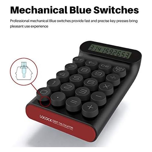  LOCOCK Mechanical Switch Calculator,Handheld for Daily and Basic Office,10 Digit Large LCD Display (Black)