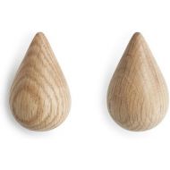 Normann Copenhagen - Haken, Garderobenhaken, Wandhaken - Dropit Hooks - Farbe: Natur Holz - Gross - 2er Set