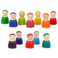 Agirlgle Toddler Wooden Toys 12 Rainbow Friends Wooden Peg Dolls Bodies Baby Kids Wooden Pretend Play for Toddlers People Figures Shape Preschool Learning Educational Toys Montesso