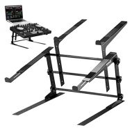 Pyle Portable Dual Laptop Stand - Universal Standing Table with Adjustable Height, Ergonomic Design & Anti-Slip Prongs for DJ Mixer, Sound Equipment, Workstation, Gaming & Home Use