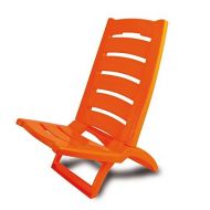ADRIATIC Beach Chair Coloured Folding Plastic Low Deck Chair Sun Garden Sea Side Set Of 2 Orange