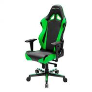 DXRacer Racing Series OH/RV001/NE Racing Seat Office Chair Gaming Ergonomic Adjustable Computer Chair with - Included Head and Lumbar Support Pillows (Black, Green)