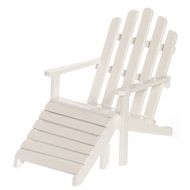 AZTEC IMPORTS Dollhouse Miniature 1:12 Scale White Adirondack Chair with Stool #T5516