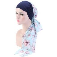[아마존베스트]TININNA Womens Chiffon Turban Hat Muslim Hijab Headscarf Cancer Chemo Headwrap Scarves for Hair Loss Chemotherapy Cap with Long Tail