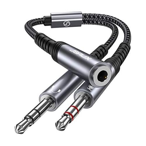  [아마존베스트]JSAUX Audio Splitter Y Adapter Jack Aux Cable 3.5 mm Female to Double 3.5 mm Jack Plug [Headset & Microphone] 28 cm Headset Audio Y Splitter Cable for Headphones/Headphones/PC etc.