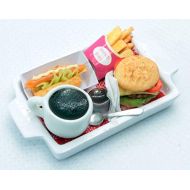 ThaiHonest Dollhouse Miniature Food Set Burger with Hot Dog,French Fries and Coffee ,Tiny Food Collectibles