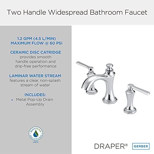  Danze D304128 Draper Widespread Bathroom Faucet with Metal Pop-Up Drain, Chrome