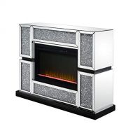 acme Noralie Fireplace in Mirrored & Faux Diamonds