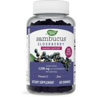 [무료배송]Natures Way Sambucus Black Elderberry Gummies with Vitamin C and Zinc, 60 Gummies
