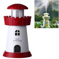 Lstwgc 2.5W Lighthouse Portable USB Mute Mini Air Humidifier Nebulizer with LED Night Light for Office, Home Bedroom, Car, Capacity: 150ml, DC 5V (Color : Red)
