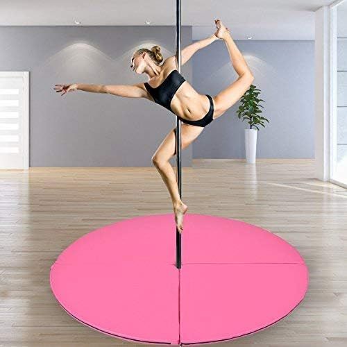  Tangkula TANGKULA Pole Dance Mat Foldable Yoga Exercise Safety Dancing Cushion Steel Pipe Crash Mat, Dia 5ft x 2