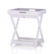 ZENS BAMBOO Folding TV Trays Serving Tray Table Divided Serving Tray Side Table White