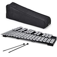 Giantex Foldable Glockenspiel Xylophone 30 Note, with Wood Base and 30 Metal Keys, 2 Rubber Mallets, Carrying Bag, Professional Glockenspiel Xylophone Percussion Instrument for Adu