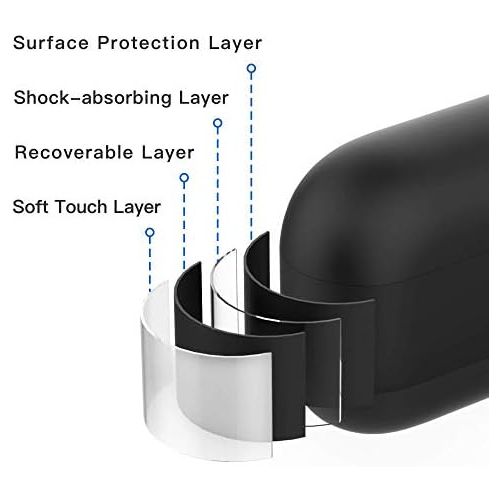  [아마존베스트]Auyuiiy DamonLight AirPods Pro Case [LED Visible on the Front] [Supports Wireless Charging] Airpods Pro Silicone Case{Airpods Pro} - Black