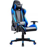 GTRACING Gaming Chair Ergonomic Office Racing Chair Backrest and Seat Height Adjustable Computer Chair with Pillows Recliner Swivel Rocker E-Sports Chair (Black/Blue)