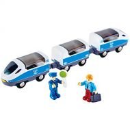 Hape Intercity Train Toy , Kids Train Toy Set with Accessories, 3 x Open/Close Magnetic Carriages, Passenger and Driver Figurines Included, Blue/White