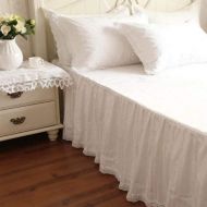 Shabby Swanlake Vintage Style Elegant White with Exquisite Lace Bed Skirt 1403 (Twin)