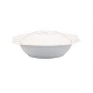 CAC China COL-120 30-Ounce Porcelain Flower Shape Pasta Bowl with Lid, 11-1/2 by 2-Inch, Super White, Box of 8