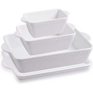 Sweejar Ceramic Baking Dish Lasagna Pans with Trivet, Rectangular Bakeware for Cooking, Kitchen, Cake Dinner, Banquet, 15.3x 9.6 x 2.8 Inches of Casserole Dishes（White）