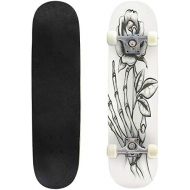 Mulluspa Classic Concave Skateboard A Skeleton Hand Holds a Heart and The Inscription Heartbreaker Design Longboard Maple Deck Extreme Sports and Outdoors Double Kick Trick for Beginners an