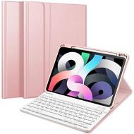 [아마존베스트]Fintie Keyboard Case for iPad Air 10.9 Inch 2020 (4th Generation) Soft TPU Back Case Cover with Pencil Holder, Magnetic Removable Bluetooth Keyboard with QWERTZ Layout, Rose Gold
