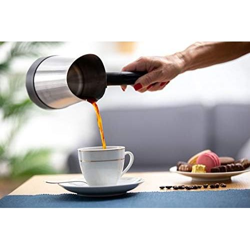  [아마존베스트]TZS First Austria Coffee Maker Turkish Mocha Maker 0.35L Kettle with Fold Out Handle Black/Stainless Steel 800W