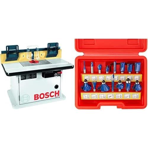  Bosch Cabinet Style Router Table RA1171 & Hiltex 10100 Tungsten Carbide Router Bits 15-Piece Set