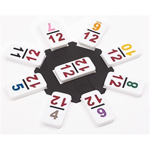  [아마존베스트]Regal Games Double 12 Colored Number Dominoes Mexican Train Game Set with Plastic Hub, 91 Numbered Domino Tiles, 4 Plastic Trains, and Collectors Tin