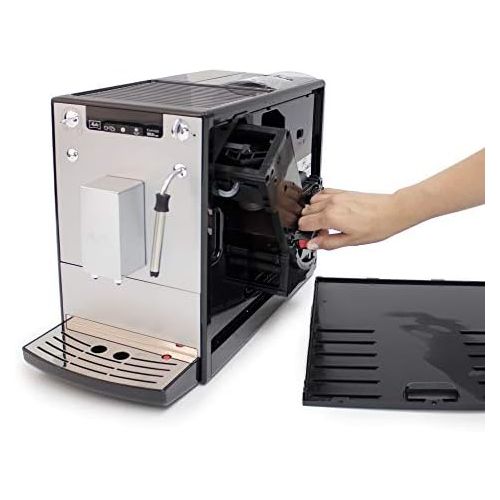  [아마존베스트]Melitta E953-102 Caffeo Solo and Milk Fully Automatic Coffee Maker with Milk Steamer - Silver and Black