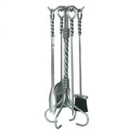 Uniflame 5 Pc Stainless Steel Fireplace Accessory Set with Twisted Detail
