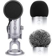 Microphone Cover with Pop Filter, 3 in 1 Mic Furry Windscreen Microphone Foam Cover Pop Filter Compatible with Blue Yeti and Yeti Pro Condenser by ChromLives, Combo 3Pack
